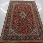 tappeto persiano keshan fine classico fondo rosso da salotto
