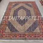 tappeto persiano mud da salotto fondo blu avorio in lana 314x217 cm