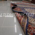 tappeto persiano mud da salotto fondo blu avorio in lana 314x217 cm