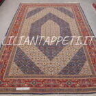 tappeto persiano mud da salotto fondo blu avorio in lana 314x217 cm