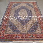 tappeto persiano mud da salotto fondo blu avorio in lana 314x217 cm