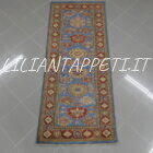 tappeto passatoia fondoletto kazak afghano azzurro 190x76 cm