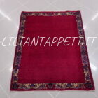 piccolo antico tappeto persiano mashad fondo rosso viola 106x86 cm