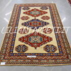 tappeto afghano kazak da sala fondo avorio in lana 265x183 cm
