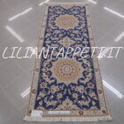 tappeto persiano nain 9fili fondo azzurro fondoletto passatoia 191x79 cm