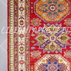 passatoia orientale kazak per il corridoio fondo rosso 410x80 cm