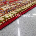 passatoia orientale kazak per il corridoio fondo rosso 410x80 cm