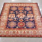 tappeto orientale kazak quadrato da salotto fondo blu 204x204 cm