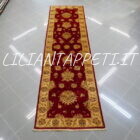 passatoia afghano ziegler per corridoio fondo rosso lana su cotone 290x80 cm