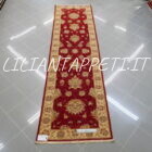 passatoia afghano ziegler per corridoio fondo rosso lana su cotone 290x80 cm