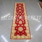 passatoia afghano ziegler per corridoio fondo rosso lana su cotone 290x80 cm