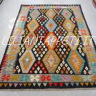 Kilim Afghano da salotto nero multicolore in lana 286x202 cm