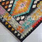 Kilim Afghano da salotto nero multicolore in lana 286x202 cm