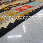 Kilim Afghano da salotto nero multicolore in lana 286x202 cm