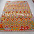 Kilim Afghano da salotto multicolore in lana 287x206 cm