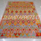 Kilim Afghano da salotto multicolore in lana 287x206 cm