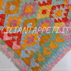 Kilim Afghano da salotto multicolore in lana 287x206 cm