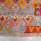 Kilim Afghano da salotto multicolore in lana 287x206 cm