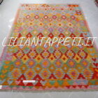 Kilim Afghano da salotto multicolore in lana 287x206 cm