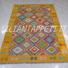 kilim afghano da salotto multicolore in lana 247x175 cm