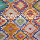 kilim afghano da salotto multicolore in lana 247x175 cm