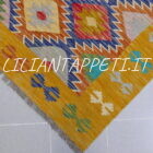 kilim afghano da salotto multicolore in lana 247x175 cm