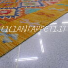 kilim afghano da salotto multicolore in lana 247x175 cm