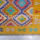 kilim afghano da salotto multicolore in lana 247x175 cm