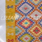 kilim afghano da salotto multicolore in lana 247x175 cm