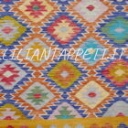 kilim afghano da salotto multicolore in lana 247x175 cm