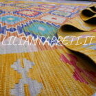 kilim afghano da salotto multicolore in lana 247x175 cm