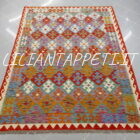 kilim afghano da salotto multicolore in lana 14444