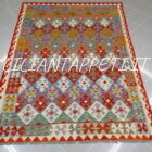 kilim afghano da salotto multicolore in lana 14444