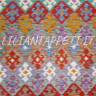 kilim afghano da salotto multicolore in lana 14444