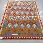 kilim afghano da salotto multicolore in lana 14444