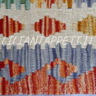 kilim afghano da salotto multicolore in lana 197x152 cm