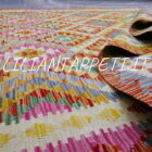 kilim afghano da salotto multicolore in lana 197x152 cm
