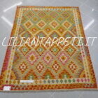 kilim afghano da salotto multicolore in lana 197x152 cm