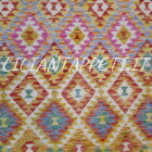 kilim afghano da salotto multicolore in lana 197x152 cm