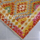 kilim afghano da salotto multicolore in lana 197x152 cm