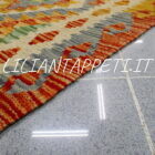 kilim afghano da salotto multicolore in lana 197x152 cm