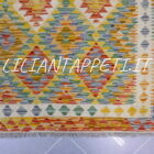 kilim afghano da salotto multicolore in lana 197x152 cm