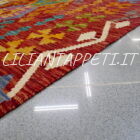 kilim afghano quadrato da salotto multicolore in lana 194x210 cm