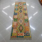 passatoia kilim afghano da corridoio multicolore