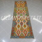 passatoia kilim afghano da corridoio multicolore 291x90 cm