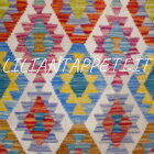 passatoia kilim afghano da corridoio multicolore 291x90 cm