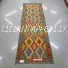 passatoia kilim afghano da corridoio multicolore 291x90 cm