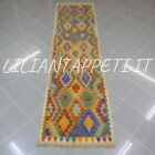 passatoia kilim afghano da corridoio multicolore 281x77 cm