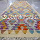 passatoia kilim afghano da corridoio multicolore 281x77 cm