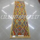 passatoia kilim afghano da corridoio multicolore 281x77 cm